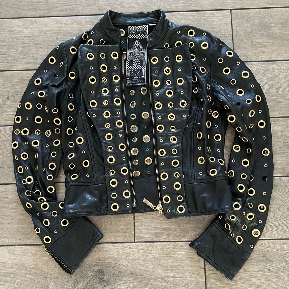 LAMB Black and Gold Rivet Jacket
